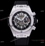Swiss Grade 1 Copy Hublot Unico King 7750 Watch Stainless steel Diamond Bezel